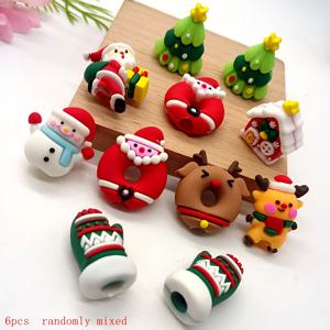 TEMU 크리스마스용 실리콘 펜 세트 6개입. 크리스마스 트리, , 사슴 장갑 등 크리스마스 장식 아이템이 포함되어 있으며 펜 장식 및 선물 액세서리로 사용할 수 있습니다.