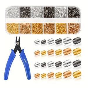 TEMU 보석 만들기용 크림프 비즈, 2200개 크림프 튜브 밴드 크림프 플라이어 귀걸이 목걸이 팔찌 DIY 보석 만들기 (3 사이즈, 4 색상)