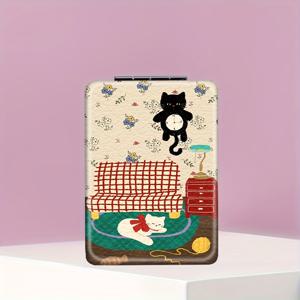 TEMU 휴대용 파우더 코팅 미니 메이크업 미러, 귀여운 동물 개 및 고양이 테마, 유리 표면, 향기 없음, 배터리 없음, 쉽게 접을 수 있음, 세우기, 일상 생활에 적합, 생일, 크리스마스, 추수 감사절, 데이, 부활절, 언니와 친구를 위한 결혼 선물.