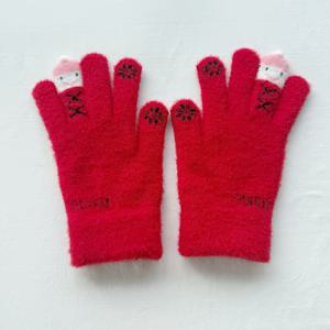 TEMU 여성용 방풍 터치스크린 겨울 장갑 - 축제의 빨간 눈송이 & 산타 디자인, 크리스마스와 추운 날씨를 위한 신축성 핑거리스 장갑, 터치스크린 친화적 소재