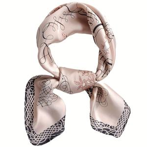 TEMU 1개 27.6인치 럭셔리 멀티펑션 엘레강트 스퀘어 스카프, 빈티지 프린트 페이크 슬립 패브릭 라이트 베이지-친절한 터치, 프로페셔널 소형 사이즈 스카프