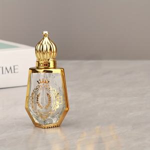 TEMU 전기 도금 중동 유리 롤온 병 1개, 메탈릭 투명 향수병, 금박 유리 에센셜 오일 병, 10ML