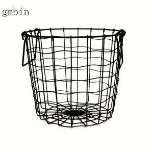 TEMU Gmbin, 손잡이가 달린 검은색 메탈 바구니는, 봉제 인형, 더러운 옷, 잡동사니 등을 보관하기에 적합한 메시 세탁 바구니이며, 선반 바구니입니다.
