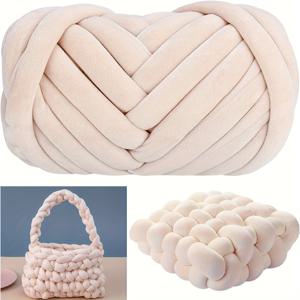 TEMU DIY 공예용 500g 그린 벨벳 청키 니팅 원사 롤 1개 - 길이 16미터, 두께 3센티미터, 고양이 담요 및 수제 가방 제작용 - 부드럽고 내구성 있는 폴리에스터 섬유, 뜨개질 액세서리 및 용품