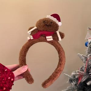 TEMU 크리스마스 파티 귀여운 만화 눈사람 및 깡통맨 플러시 헤드밴드 세트, 색상 매칭이 가능한 천 옷 입는 헤어밴드, 달콤한 애니메이션 스타일, 깃털 없음, 축제 분위기 헤어 액세서리