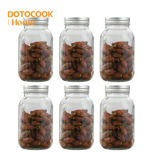 TEMU 6개 1000ml/34oz 유리 메이슨 항아리, 은색 밀폐 금속 뚜껑 포함, 과일, 채소, 피클, 토마토 주스 및 소스 보존용 일반 입 유리 항아리, 건조 식품 보관, 조미료, 가정용 캔핑 용품용 다목적 유리 용기
