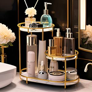 TEMU 욕실용 메탈 다층 수납 랙 - 향수 및 세안물질을 보관하는 화장품 정리함, UV 보드 재질, 분리 가능, 고급 호텔 수납 트레이, 욕실 트레이