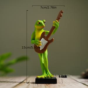 TEMU 매력적인 개구리 음악가 레진 피규어 - 러스틱 아메리칸 컨트리 스타일, 실내/외부 홈 & 가든 장식용 다용도