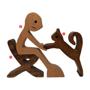 TEMU 3개 세트, 애완 동물 목조 조각 새끼 고양이, 가족 기념 선물, 창의적인 장식 목조 조각 공예, 거실 현관, 책장, 와인 캐비닛, TV 캐비닛 장식, 북유럽 장식