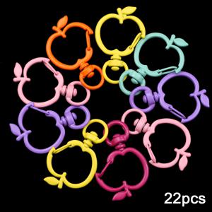 TEMU 22개의 사과 모양 키체인 링, 합금 금속, 24x38mm, DIY 쥬얼리 만들기에 사용, 남녀 공용 키체인, 휴대폰 스트랩, 가방 장식