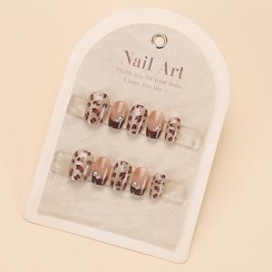 TEMU 30개입 짧은 타원형 프레스온 인조 손톱, 프렌치 스타일, 프린트 글리터 & 라인스톤 대비 디자인, 파티 및 댄스에서 일상복으로 적합, 젤리 글루 1개 & 네일 파일 1개 포함|네일팁