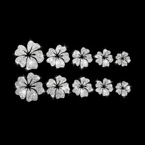 TEMU 반짝이는 반사 비닐로 제작된 10개 묶음의 스파클링 꽃 자동차 스티커 세트. 자동차 차체, 범퍼, 창문 장식에 적합합니다.