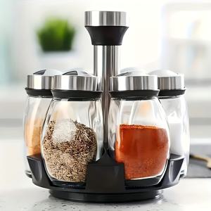 TEMU 조미료 병을 위한 다기능 수납 기능이 있는 회전식 향신료 랙. 조리대 또는 캐비닛 향신료 세트, 주방 향신료 보관 병 및 주방 액세서리에 적합합니다.