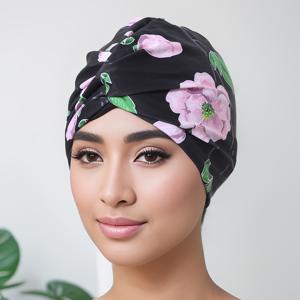 TEMU 여성용 부드럽고 통기성 좋은 더블 레이어 수영 모자 - 빠른 건조, 수영, 서핑 및 수상 스포츠용 편안한 착용감, 혼합 색상, 고탄력 프린트, 헤어밴드|스포츠헤어밴드