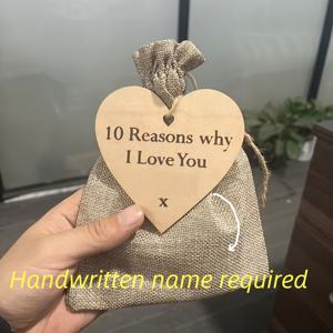 TEMU 로맨틱 우드 하트 선물 세트 - 사랑하는 사람을 위한 10가지 이유로 사랑하는 개인화된 사랑 메시지 토큰, 베란다 파우치 - 결혼식, 기념일, 발렌타인데이, 생일에 이상적 - 제조된 목재, 전기 필요 없음, 할로윈, 크리스마스 이벤트 및 파티 용품