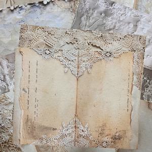 TEMU 빈티지 스타일 레이스 백킹 스크랩북용 종이 세트 10장, 핸드메이드 정크 저널 및 장식 공예 용품, 수제 정크 저널 키트