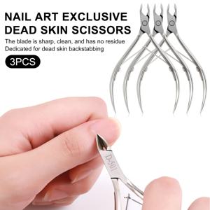 TEMU 스테인리스 스틸 매니큐어 큐티클 니퍼 3종 세트, 전문가용 뾰족한 큐티클 트리머, 스테인리스 스틸 손톱깎이, 잡기 쉬움, 네일 살롱 도구로 적합.