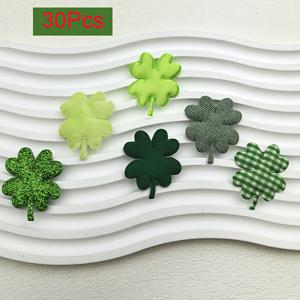 TEMU 30개 초록색 & 반짝이는 네잎 클로버 애플리케이스, 양면, DIY 공예, 애완동물 액세서리, 신발 & 모자 장식, 세인트 패트릭의 날 장식, 창의적인 프로젝트용 축제 클로버 패치