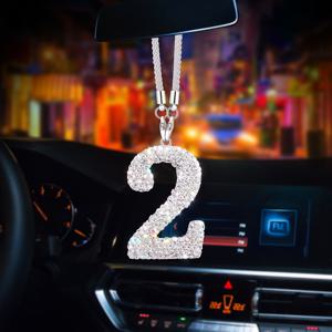 TEMU 1개 스테인리스 스틸 블링 행운의 숫자 펜던트, 조절 가능한 체인 차량 장식, 남녀 공용 개별 숫자 참, 차량용 펜던트