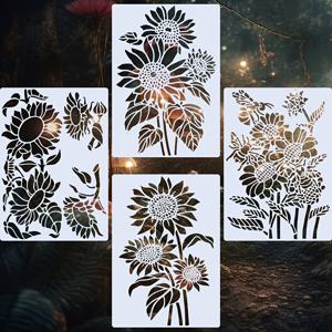 TEMU 4-팩 그림 스텐실, 8.27x11.69 인치, 재사용 가능한 세척 가능한 DIY 미술 공예, 스크랩북, 손글씨, 책갈피, 전단지, 홈 데코, 나무 캔버스 종이 원단 벽 가구 유리에 사용할 수 있는 유연하고 내구성 있는 플라스틱