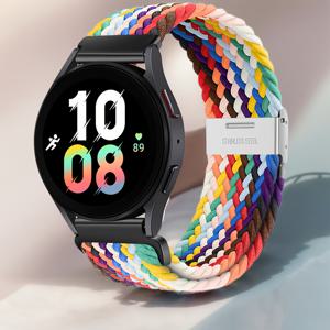 TEMU Galaxy Watch 7 6 5 4와 호환되는 20mm 스포츠 루프 밴드, 40mm 44mm/Watch 5 Pro 45mm/Galaxy Watch 4 6 클래식과 호환되는 22mm 밴드 42mm 46mm 43mm 47mm/Watch 3 41mm/Active 2 나일론 브레이디드 솔로 루프 스트랩 여성 남성용