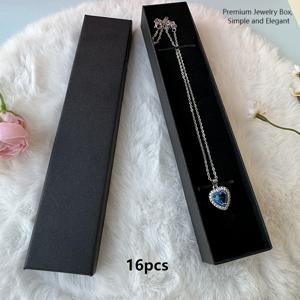 TEMU 16개 클래식 블랙 종이 목걸이 박스, 목걸이·펜던트·팔찌·메달·시계 등 선물 포장용. 어머니날, 발렌타인데이 또는 기념일 보석 보관에 이상적인 주얼리 박스