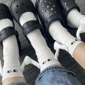 TEMU 사계절용 커플 양말 두 켤레, 부드럽고 편안한 작은 손이 빨 수 있는 미디엄 튜브 양말, 남녀 공용, 데이 선물로 완벽