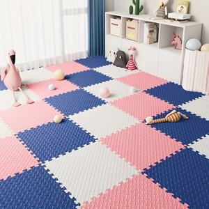 TEMU 30개 크로스 패턴 패치워크 폼 바닥 매트, 재질, 모노크롬 디자인, 놀이방, 요가 및 휴일 테마에 적합 - 그레이, 노란색, 파란색, 베이지, 핑크