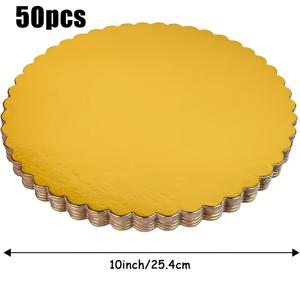 TEMU 50개입 반짝이는 금색 골판지 케이크 보드 - 8/10/12인치 원형 골판지 베이스, 케이크 장식용, 크리스마스, 할로윈, 부활절, 추수감사절, Juneteenth 축하 행사에 적합, 케이크 장식 용품