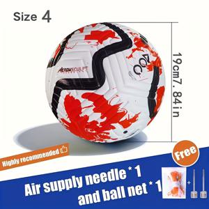 TEMU 4호 축구공 고품질 미끄럼 방지 내마모성 무봉제 핏 방수 기능, 학생 청소년 훈련 및 경기용 실용 액세서리 포함