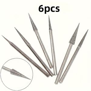 TEMU 6개 포인트 조각 바늘 세트 - 정밀 수제 및 보석 주조 도구, 디테일 조각용 내구성 있는 1-4mm 드릴 비트, 전원 필요 없음