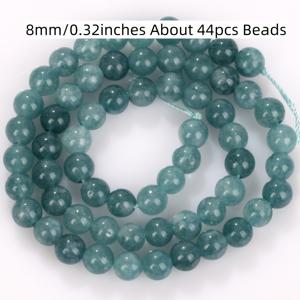 TEMU 천연 아쿠아마린 스톤 비즈 4/6/8/10/12mm 원형 비즈, 바느질 액세서리 및 DIY 팔찌 제작용, 15인치 1줄, 약 30/36/44/58/88개