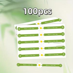 TEMU 100개 그린 플라스틱 데이지 스티커 (화이트 크리산테움 & 