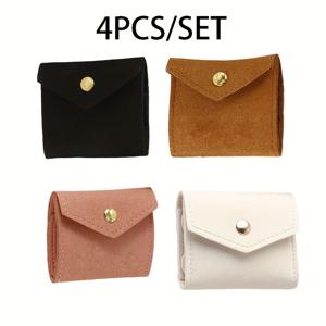 TEMU 4pcs 미니 보석 정리 가방 - 휴대용, 버튼 클로저가 있는 버스 폴리에스터 보관 가방 - 귀걸이, 팔찌, 반지, 목걸이용 - 데이, 크리스마스, 추수감사절, 새해 선물, 보석 롤에 이상적