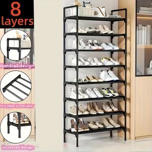 TEMU 8단 쉬운 조립 신발장 - 금속 & 플라스틱 공간 절약형 바닥 스탠드, 탈착식 선반 포함, 8-12mm 파이프 호환, 높이 <27인치, 수납량 <3.2 Cu Ft, 현관/복도/거실/침실용, 컴팩트 디자인, 튼튼한 구조, 홈 오거나이저