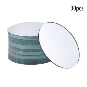 TEMU 30pcs GLOBLELAND 화이트 유리 거울 타일, 76x1.5mm, DIY 공예, 보석 만들기, 프레임 장식 및 스크랩북용 작은 원형 거울 디스크, 미술 및 공예 용품|장식 거울|투명한 색상 거울, 광택 있는 마감, 방 장식에 완벽합니다