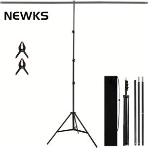 TEMU NEWKS T형 백서트 브래킷, 2미터 x 2미터, 철, 조절 가능, 3개의 수평 바, 2개의 백서트 클립, 사진 스튜디오, 파티 및 웨딩 장식용