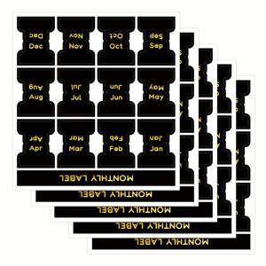 TEMU 60개 스티커 월간 플래너 스티커, 월 라벨, 플래너 라벨, 플래너 캘린더 월간 스티커, 정리 및 정리 노트북 블랙