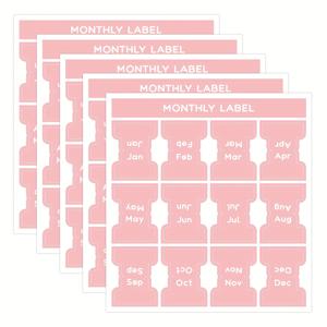 TEMU 60개 월간 플래너 스티커, 플래너 라벨, 플래너용 월간 태그, 장식용 월간 색인 라벨, 플래너 저널 및 노트북에 적합한 캘린더 스티커 (핑크)