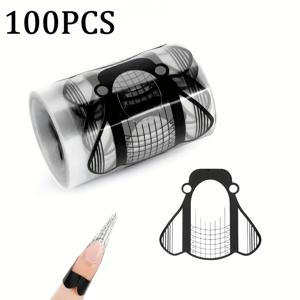 TEMU UV 젤 연장 투명 네일 몰드 100개 - 무취, 전문 매니큐어 도구 및 액세서리