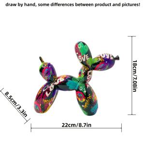 TEMU 밝은 색상이 있는 풍선 개 조각품 - 현대적인 수지 동물 아트 조각품, 집 장식, 거실, 책장, TV 바, 또는 테이블 센터피스용 - 커피 테이블, 데스크탑, 작은 장식용으로 완벽, 테이블용 조각품 | 장식용 조각품 | 독특한 디자인, 개 장식