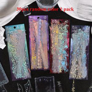 TEMU 30pcs 레이저 애완동물 스티커 - 반짝이는 하트, 별, 꽃, 스크랩북, 카드 만들기 및 DIY 공예, 스크랩북 스티커를 포함한 밝은 파스텔 디자인