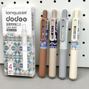 TEMU 4개 세트 빠른 건조 젤펜, 0.5mm 미세 펜촉, 휴대용 포켓 디자인, 블랙 잉크 – 스타일리시 기하학 패턴 (파랑, 흰색, 갈색, 회색) – 저널링, 메모 작성 및 선물용 완벽한 제펜 | 내구성 좋은 젠펜, 글쓰기용 펜