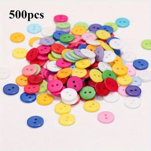 TEMU 500개 혼합 컬러 레진 버튼 2홀, 9mm - 내구성 강한 DIY 재봉틀용, 의류, 가방, 모자 및 홈 데코용 버튼 - 모든 실력에 적합한 다용도 버튼