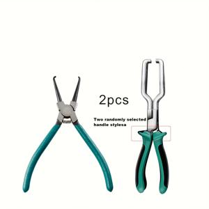 TEMU 2pcs 철 전기 디스커넥트 플라이어 세트 - 연료 라인 클립 제거 도구, 자동차 전기 커넥터 분리기, 긴 스파크 플러그 제거 플라이어, 차량 연료 파이프 클립 수리 도구