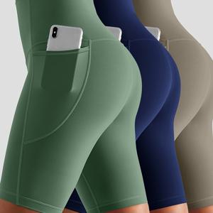 TEMU 3개입 여성/남성 하이웨이스트 요가 반바지 - 사이드 포켓, 신축성 운동용 쇼츠, 웨이트리프팅 및 러닝용 비침투적 티트핏 슬립방지 스포츠 반바지 블루/네이비, 세탁기 사용 가능 올시즌 피트니스 웨어, 통기성 디자인, 라이프스타일