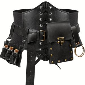 TEMU 코스튬 벨트 파우치 코르셋 포션병 빌라스 검 개구리 후크 중세 축제 코스프레 할로윈 액세서리 5개 세트