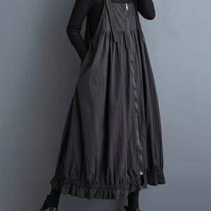 TEMU 조절 가능한 스트랩 & 전면 지퍼가 있는 여성용 올리브 그린 A라인 미디 드레스 - 가벼운 통기성 원단, 프릴 밑단, 봄/여름 캐주얼부터 세미포멀 의상까지|여름원피스