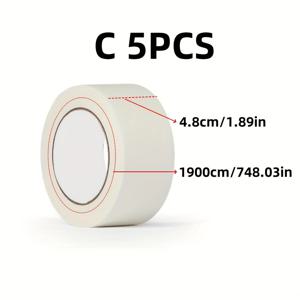 TEMU 낙서 방지 마스킹 테이프 5롤, 마스킹 테이프, 흰색 미술 테이프, 제거 가능한 종이 테이프. 수채화 캔버스 프레임에 적합하며 가정, 학교 용품, 미술, 사무실, 공예 및 라벨링에 이상적입니다.