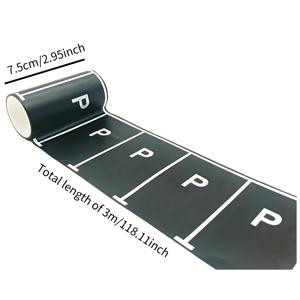 TEMU 1롤 DIY 교통 도로 종이, 장식용 시뮬레이션 주차 공간 테이프, 쉽게 찢어지는 재사용 가능, 창의적인 게임 로드 스티커에 사용 가능